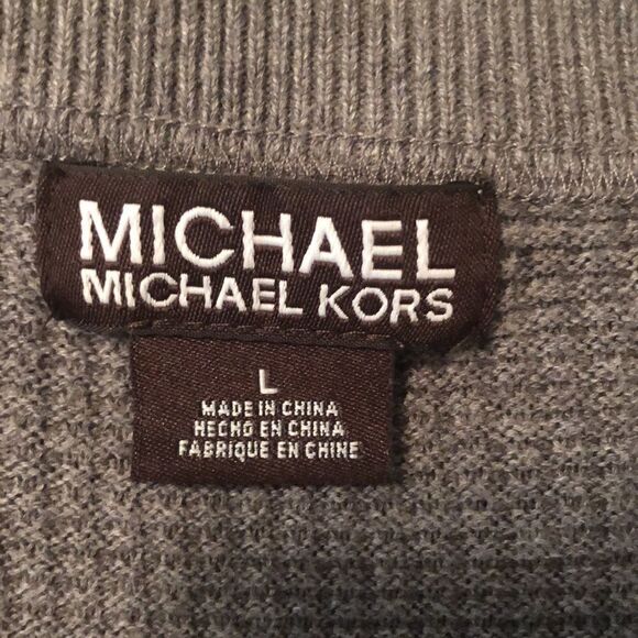 Michael Kors L Cotton Gray Waffle Knit Crewneck Pullover Thermal - Picture 11 of 16